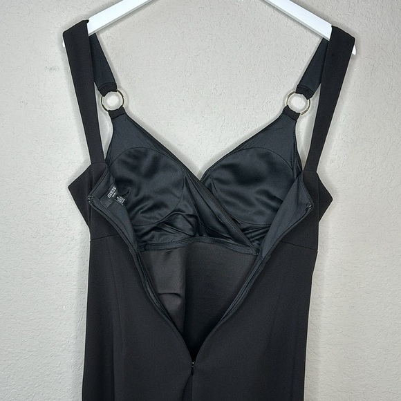 Guess Gathered Waist Surplice Neckline Stretch Little Black Dress Size 10 - Picture 8 of 16